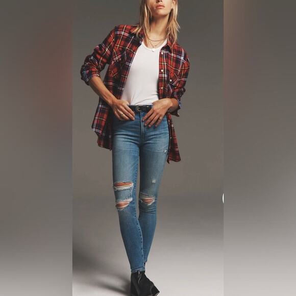 Joe’s Jeans Unisex The Shirt Long Sleeve in Brushed Red Flannel Mens M Womens L - Picture 1 of 11